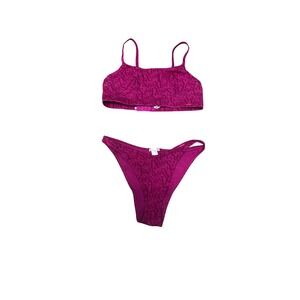 Savage X Fenty Magenta Pink Logo Print Bralette Medium and Panty Small Set